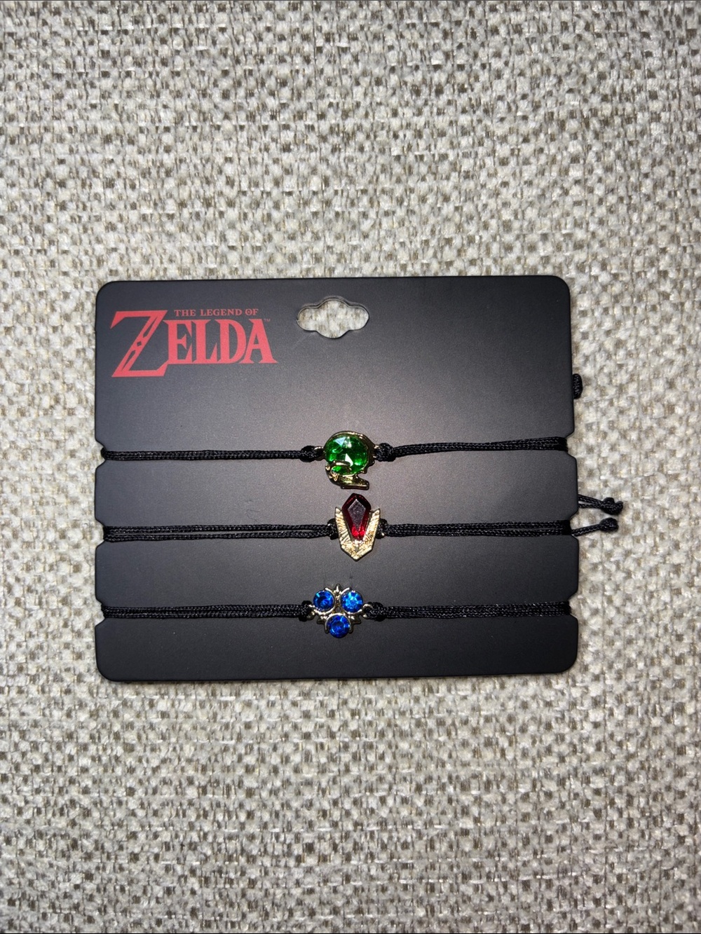Nintendo Black Cord Bracelet Trio with Metal Charms